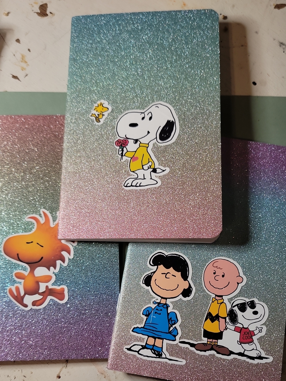 Peanuts Snoopy Glitter Notebook - Blue to Pink Ombre